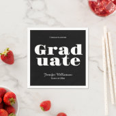 Black White Graduation Party Napkins Customizable スタンダードカクテルナプキン (インサイチュ)