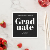 Black White Graduation Party Napkins Customizable スタンダードカクテルナプキン (インサイチュ)