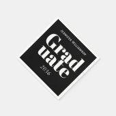 Black White Graduation Party Napkins Customizable スタンダードカクテルナプキン (角)