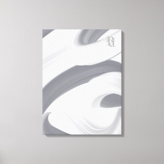 Black White Gray Abstrac キャンバスプリント (正面)