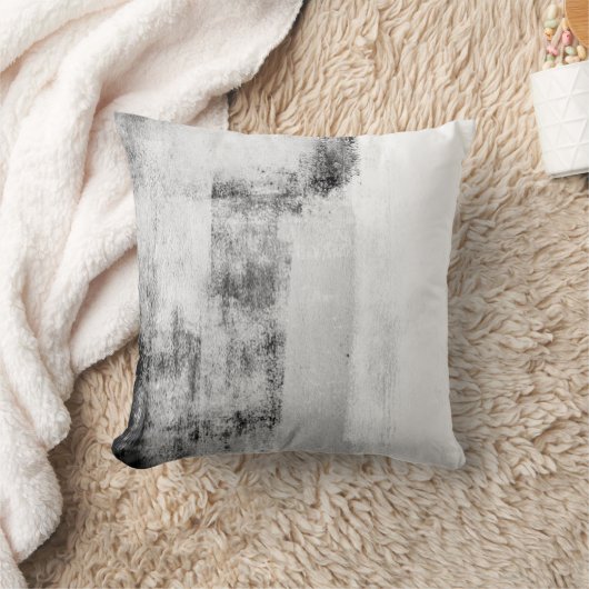 Black White Gray Abstract Decor Pillow クッション (ブランケット)