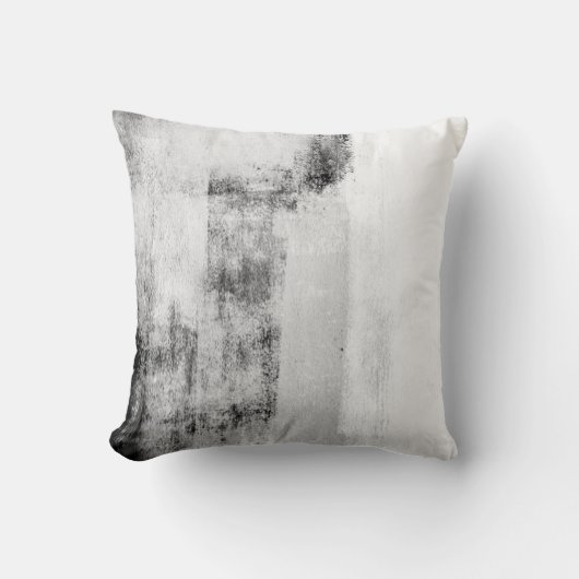 Black White Gray Abstract Decor Pillow クッション (正面)