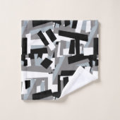 Black White Gray Abstract Geometric Patches バスタオルセット (ウォッシュタオル)