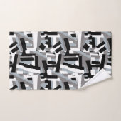 Black White Gray Abstract Geometric Patches バスタオルセット (ハンドタオル)