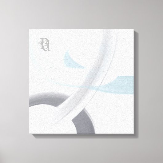 Black White Gray Blue Abstract  キャンバスプリント (正面)