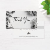 Black White Gray Botanical Thank You Discount Card (デスク)