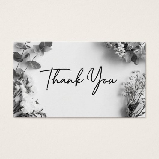 Black White Gray Botanical Thank You Discount Card (正面)
