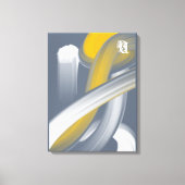 Black White Gray Gold Abstract  キャンバスプリント (正面)