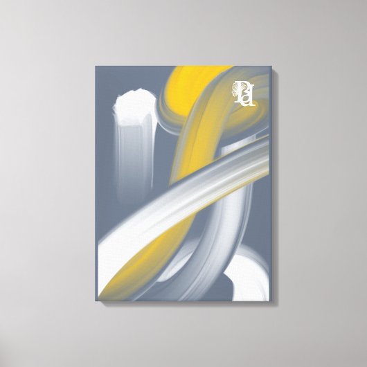 Black White Gray Gold Abstract  キャンバスプリント (正面)