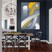 Black White Gray Gold Abstract  キャンバスプリント