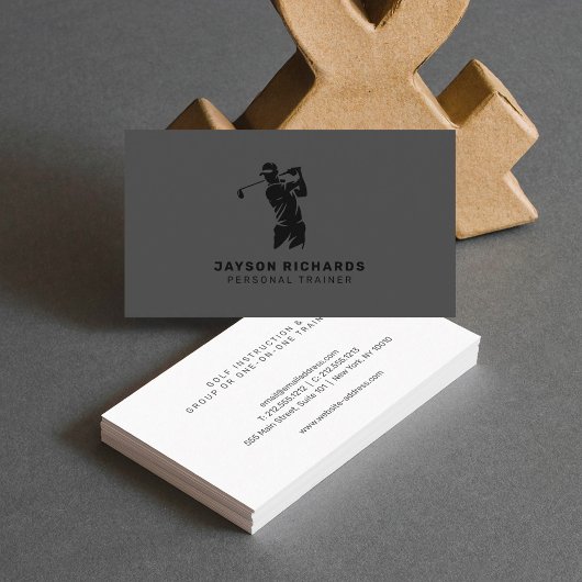 Black White Gray Personal Trainer Golf Coaching 名刺