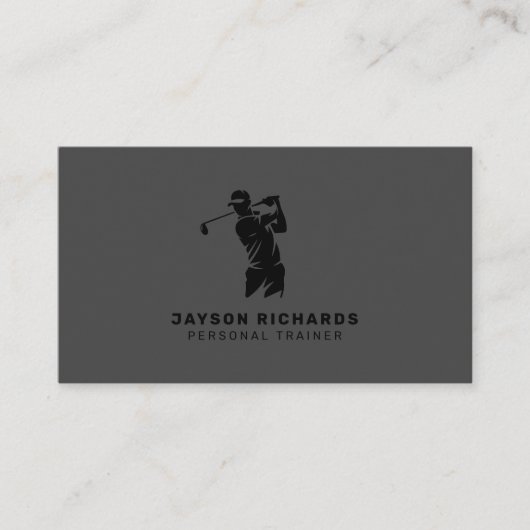 Black White Gray Personal Trainer Golf Coaching 名刺 (正面)