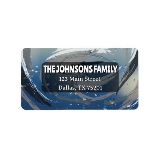 Black, White & Gray Return Address Label ラベル (正面)