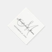 Black White Grey Monogram Elegant Script Wedding スタンダードカクテルナプキン (角)
