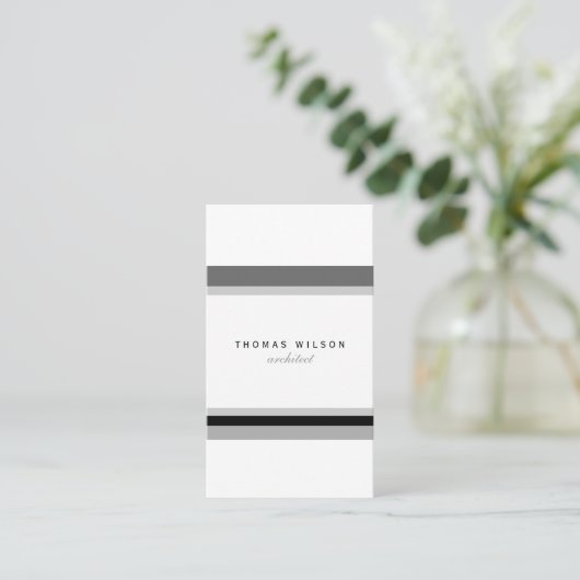 Black white grey stripes minimal modern chic card 名刺 (スタンド正面)