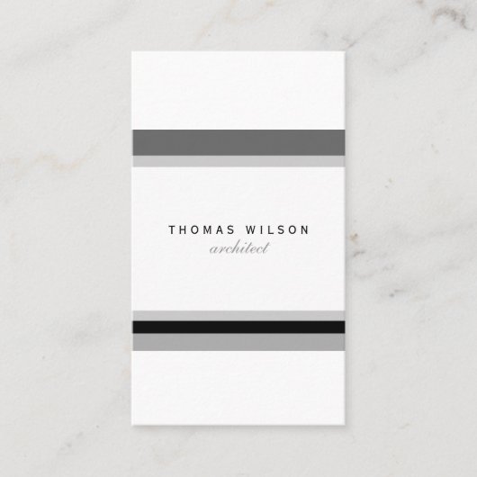 Black white grey stripes minimal modern chic card 名刺 (正面)