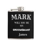 Black & White Groomsmanプロポーザル結婚のカスタム フラスク (正面)