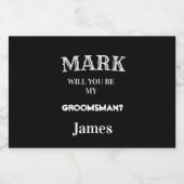 Black & White Groomsmanプロポーザル結婚のカスタム リキュールボトルラベル (シングルラベル)