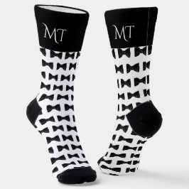 Black & White Groomsmen Wedding Monogram ソックス