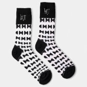 Black & White Groomsmen Wedding Monogram ソックス (右)