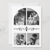 Black & White Hand Drawn Bow Photo Wedding セーブザデート (裏面)