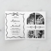 Black & White Hand Drawn Bow QR Code Photo Wedding 招待状 (内部)