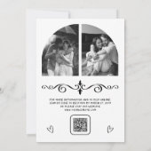 Black & White Hand Drawn Bow QR Code Photo Wedding 招待状 (裏面)