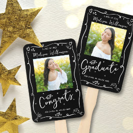 Black White Hand Drawn Doodle Graduation 2 Photo ハンドファン