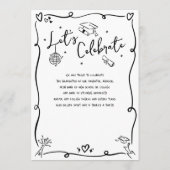 Black White Hand Drawn Doodle Style Graduate Photo 案内状 (裏面)