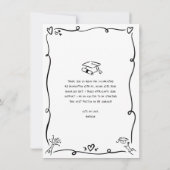 Black White Hand Drawn Doodles Photo Graduation サンキューカード (裏面)