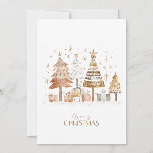 Black white hand-drawn pastel trees Christmas シーズンカード (正面)