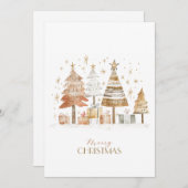 Black white hand-drawn pastel trees Christmas シーズンカード (正面/裏面)