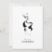 Black white hand-drawn Rendeer Christmas シーズンカード (正面)