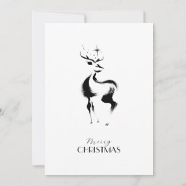 Black white hand-drawn Rendeer Christmas シーズンカード
