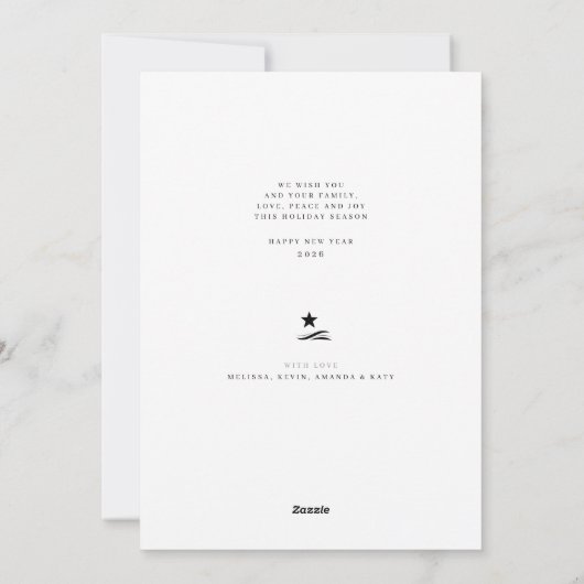 Black white hand-drawn Rendeer Christmas シーズンカード (裏面)