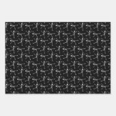 Black & White Hand Drawn Skeleton Halloween  ラッピングペーパーシート (正面)