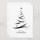 Black white hand-drawn tree simple Christmas シーズンカード (正面/裏面)