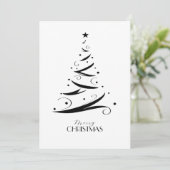 Black white hand-drawn tree simple Christmas シーズンカード (スタンド正面)