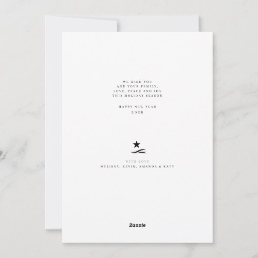 Black white hand-drawn tree simple Christmas シーズンカード (裏面)