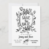 Black & White Hand Drawn Wedding Save The Date 招待状 (正面)