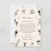 Black White Hand Drawn Wedding Save the Date Photo サンキューカード (正面)