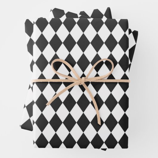 Black & White Harlequin Diamonds ラッピングペーパーシート (インサイチュ)