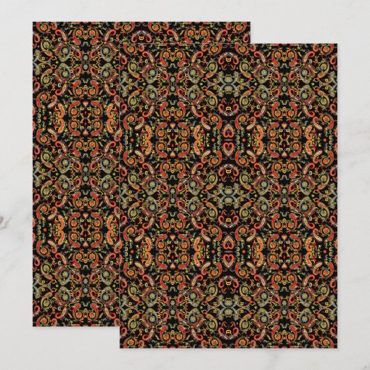 Black White Henna Wallpaper – Paisley Floral Art セーブザデート (正面/裏面)