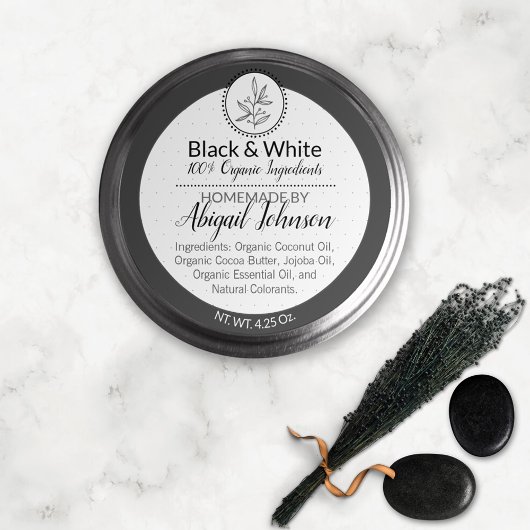 Black & White Homemade Body Butter or Scrub Label ラウンドシール