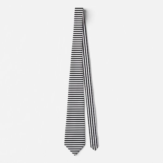 Black White Horizontal Stripe Vertical Other Side ネクタイ (正面)