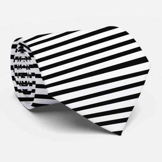 Black White Horizontal Stripe Vertical Other Side ネクタイ (ロール)