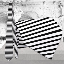 Black White Horizontal Stripe Vertical Other Side ネクタイ