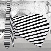 Black White Horizontal Stripe Vertical Other Side ネクタイ