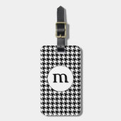 Black & White Houndstooth Monogrammed ラゲッジタグ (正面縦)