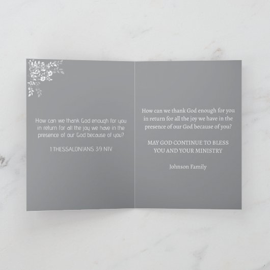 Black & White Humorous Pastor Appreciation Card カード (内部)